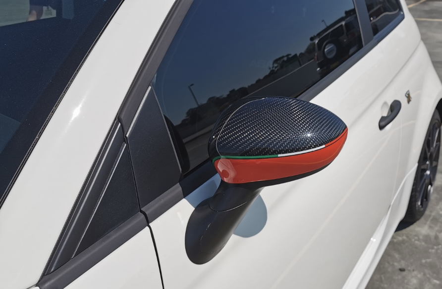FIAT 500 Mirror Covers - Carbon Fiber - ABARTH/ Yellow Style